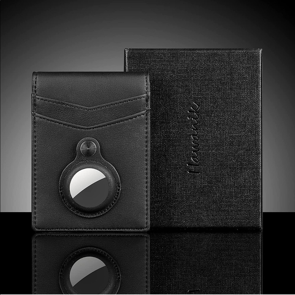 Hawanik Mens Slim Bifold Wallet With Integrated Case Holder for AirTag